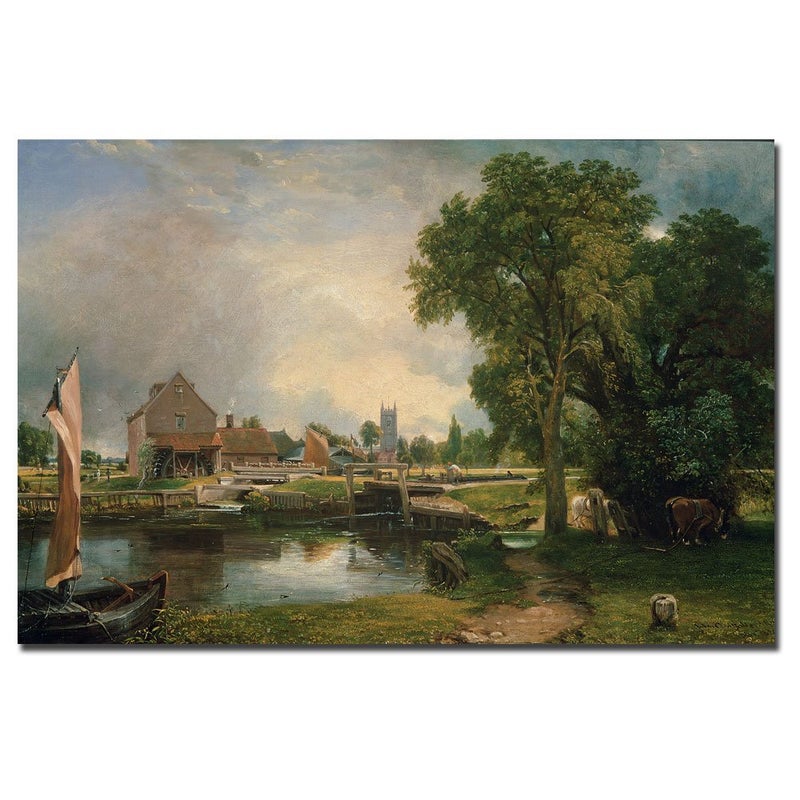 Trademark Fine Art Dedham Lock and Mill 1820 by John Constable, 22x32-Inch Canvas Wall Art - Image 4
