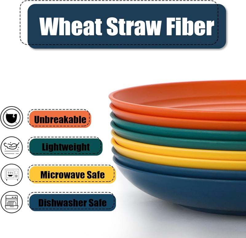 Lazycorner Dinner Plates Unbreakable Wheat Straw Plates Kids Plate Set of 12 Alternative for Plastic Plates Reusable Plate for Kitchen Dishwasher Safe (9 Inches-Black) - Image 4