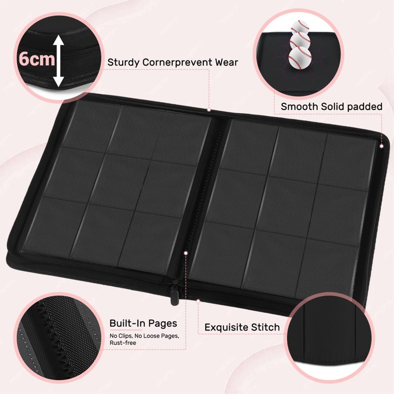 Zofly 30 Pack 9 Pocket Card Binder, Premium Zip Trading Card Binder, 540 Large Capacity Side-Loading Card Storage Album, PU Card Collection Binder for Gifts, TCG, MTG, Baseball Football Sport Cards, Pink - Image 4