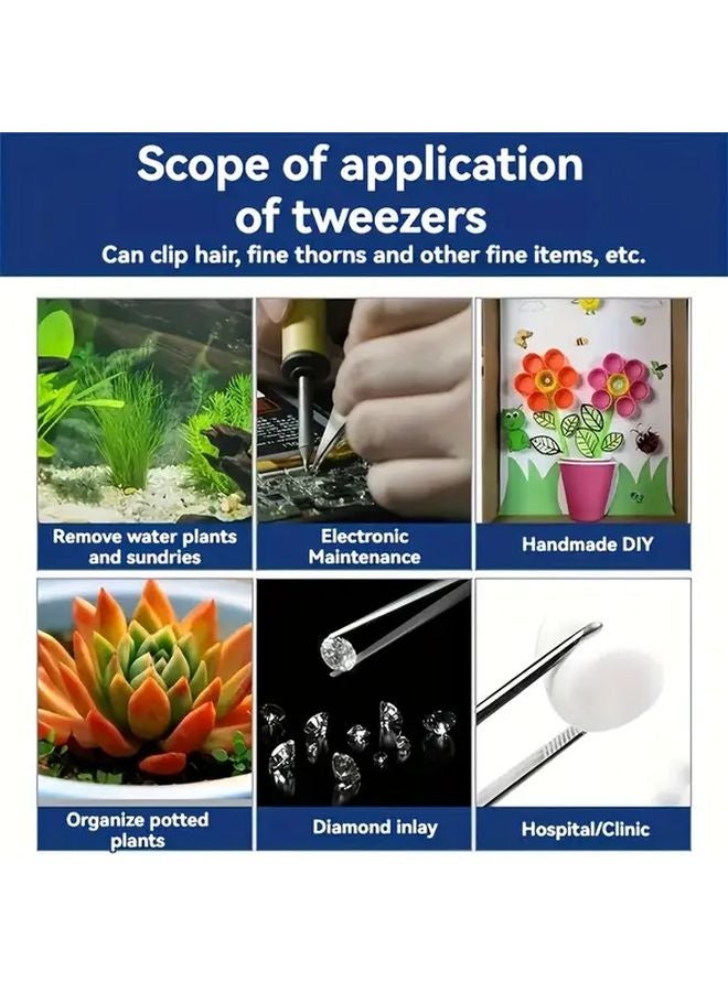 2pcs Stainless Steel Tweezers Set Crank and Straight Handle for Tea Art Gardening - Image 5