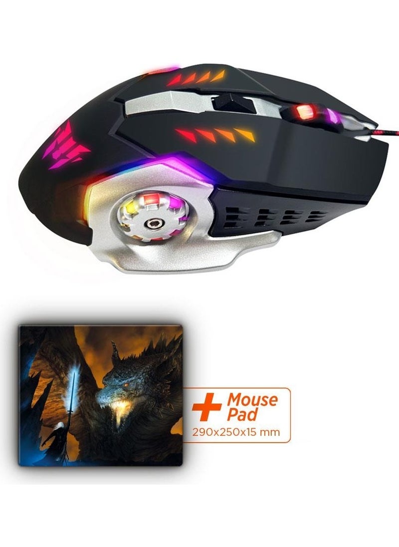 Polosmart - PGM24 Wired Gaming Mouse + Mouse Pad - Image 1
