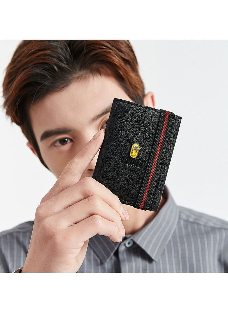 RAHALA RA101 Genuine Leather Multiple Card Slots Casual Trifold Wallet - Black  - Image 2