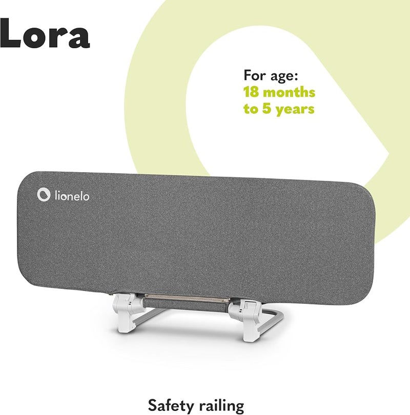 ليونيلو 1 Lionelo Lora حاجز سرير 105 × 45 سم، قابل للطي ومحمول، تجميع بدون أدوات، أحزمة SecureBelt، قفل مانع للطي StandSafe، إطار ثابت وآمن، غطاء قابل للغسل، حقيبة حمل – رمادي - Image 2