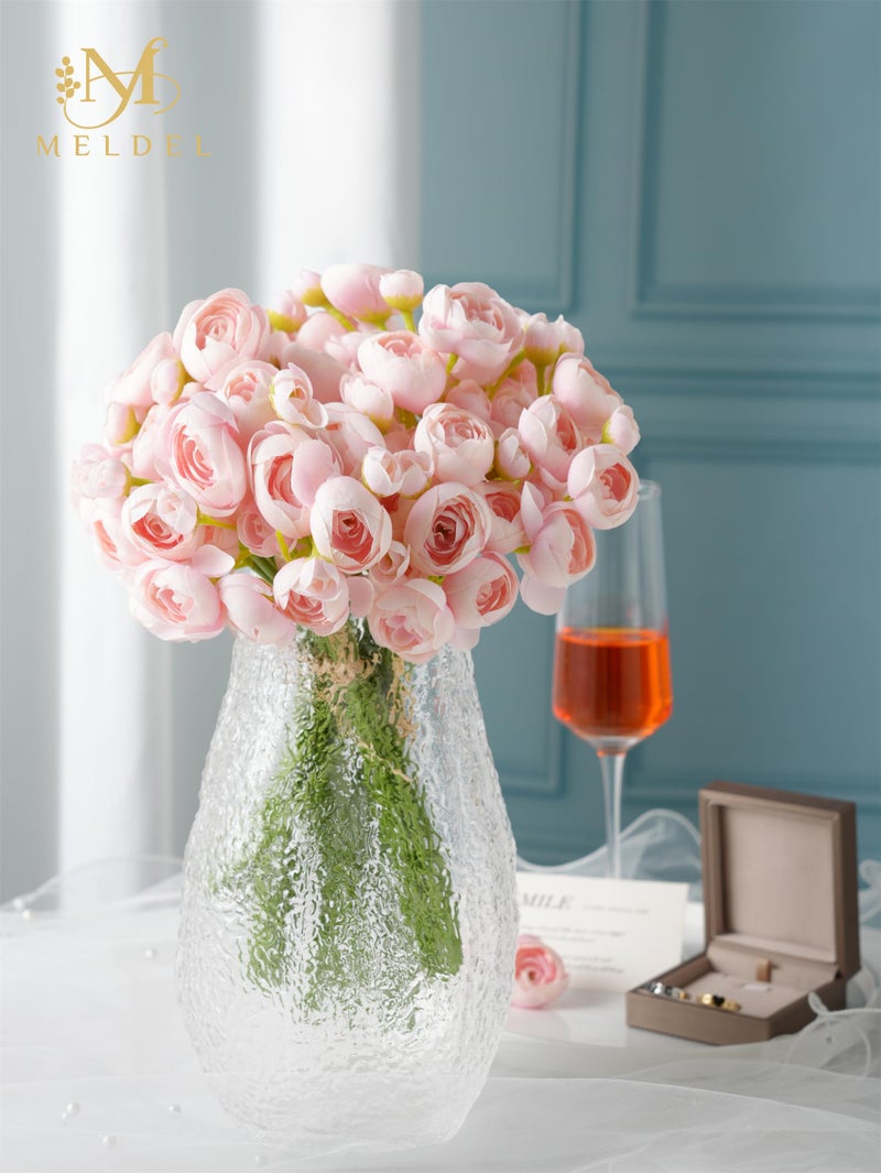 Meldel 32Pcs Ranunculus Artificial Flower, Faux Silk Mini Pink Ranunculus Flowers for DIY Bouquet, Bulk Fake Peony Wedding Filler Flowers for Centerpieces Arrangements Bridal Shower Decorations - Image 3