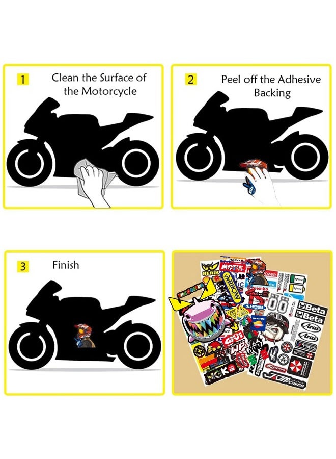 4 Pcs Motorcycle Stickers Funny Motorbike Helmet Stickers Waterproof Cool Racing Car Sticker for Motorcycles Off-Road Bikes Cars Skateboard Scooter Decals - Image 3