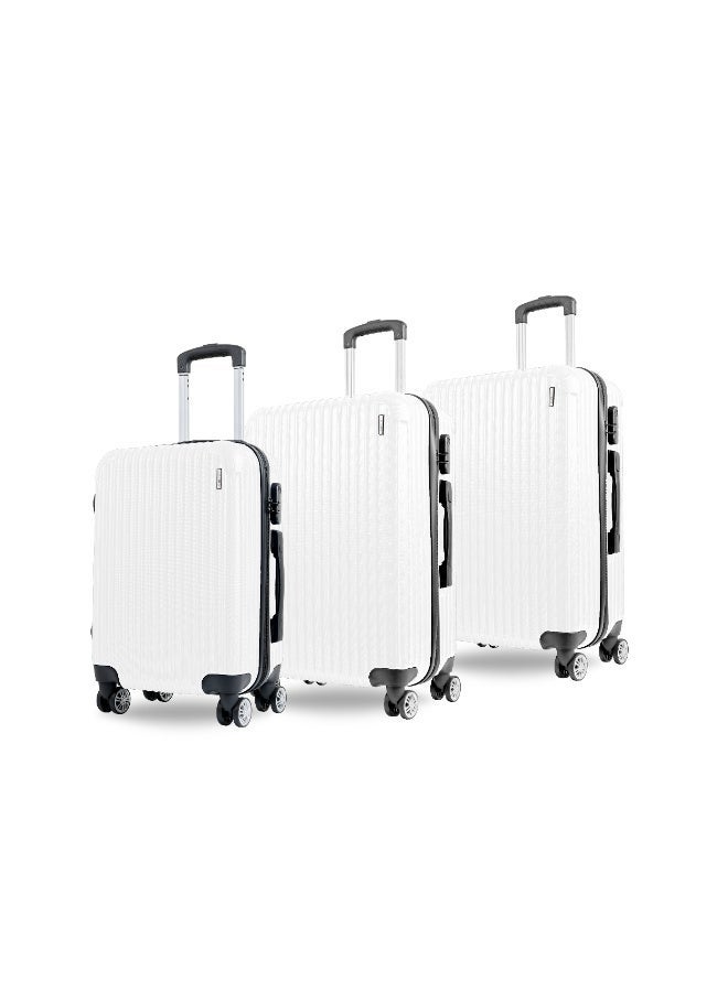 Reflection ABS Luggage Set of 3, Lightweight & 360° Silent Wheels Suitcase, ABS Hard Luggage Trolley, Travel Luggage with Spinner Wheels  (3pc Set, White) - Image 1