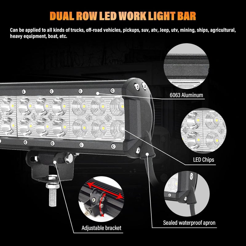 سكاي وورلد شريط إضاءة عمل LED من مقاس 36 بوصة بقدرة 234 واط، شعاع مدمج بقعة وفيض، 12V 24V، أضواء القيادة للطرق الوعرة ومصباح ضباب لسيارة شاحنة 4x4 ومركبة ATV وSUV وقارب، مقاوم للماء، أبيض 6000K - Image 3