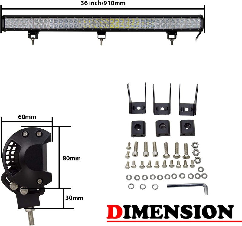 سكاي وورلد شريط إضاءة عمل LED من مقاس 36 بوصة بقدرة 234 واط، شعاع مدمج بقعة وفيض، 12V 24V، أضواء القيادة للطرق الوعرة ومصباح ضباب لسيارة شاحنة 4x4 ومركبة ATV وSUV وقارب، مقاوم للماء، أبيض 6000K - Image 2