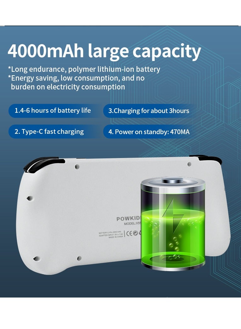 X55 Handheld Game Console 5.5 inch Portable Retro Video Hand-Held Games Consoles Rechargeable RK3566 Hand Held Classic Play System 16GB+128GB (White) - Image 5