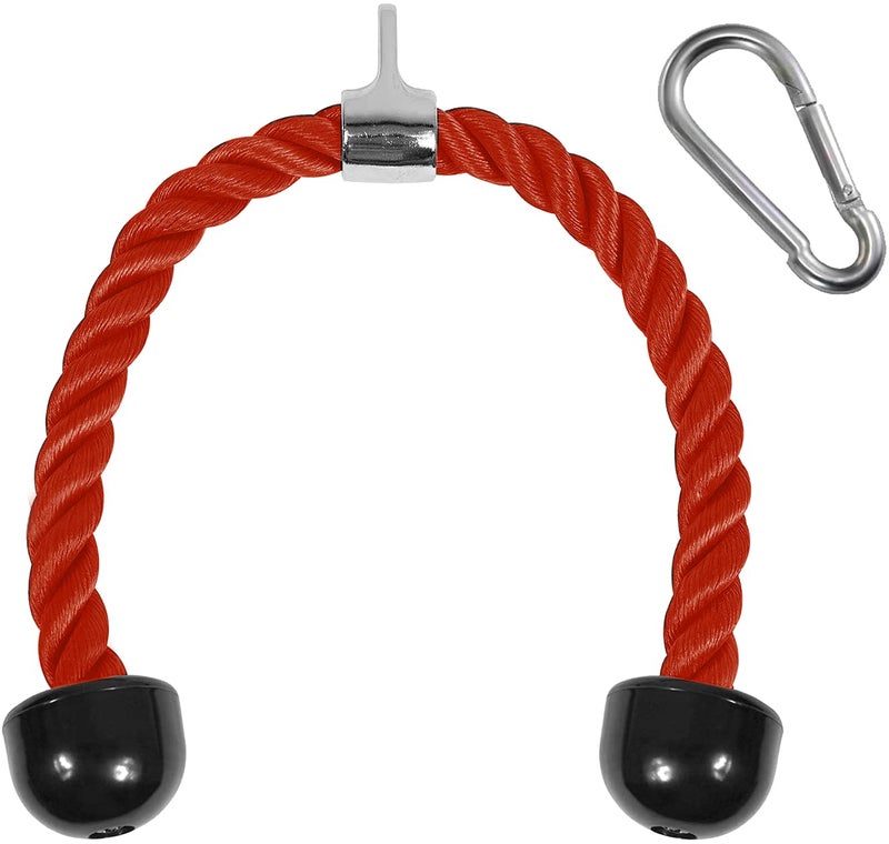 Yes4All Deluxe 27" Red Tricep Rope with Carabiner, Exercise Machine Attachments, Pulley System Pull Down Rope, LAT Cable Attachment for Row Machine & Cable Machine - Image 1