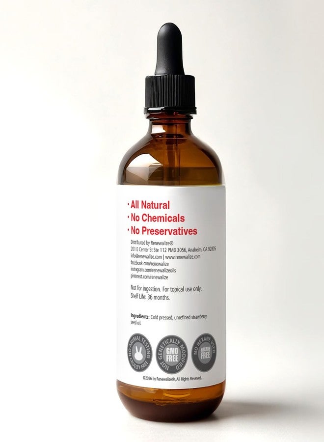 Renewalize Pure Virgin Strawberry Seed Oil – 4 oz Cold Pressed & Unrefined – Organic Facial Oil for Glowing Skin, Hydrating Hair Serum, and Natural Scalp Treatment - Image 3