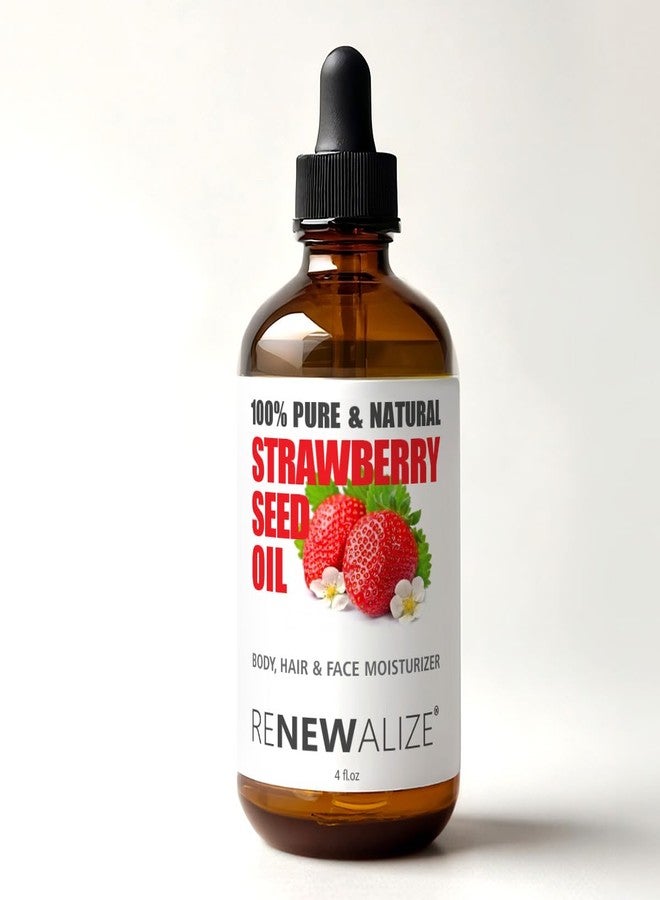 Renewalize Pure Virgin Strawberry Seed Oil – 4 oz Cold Pressed & Unrefined – Organic Facial Oil for Glowing Skin, Hydrating Hair Serum, and Natural Scalp Treatment - Image 1