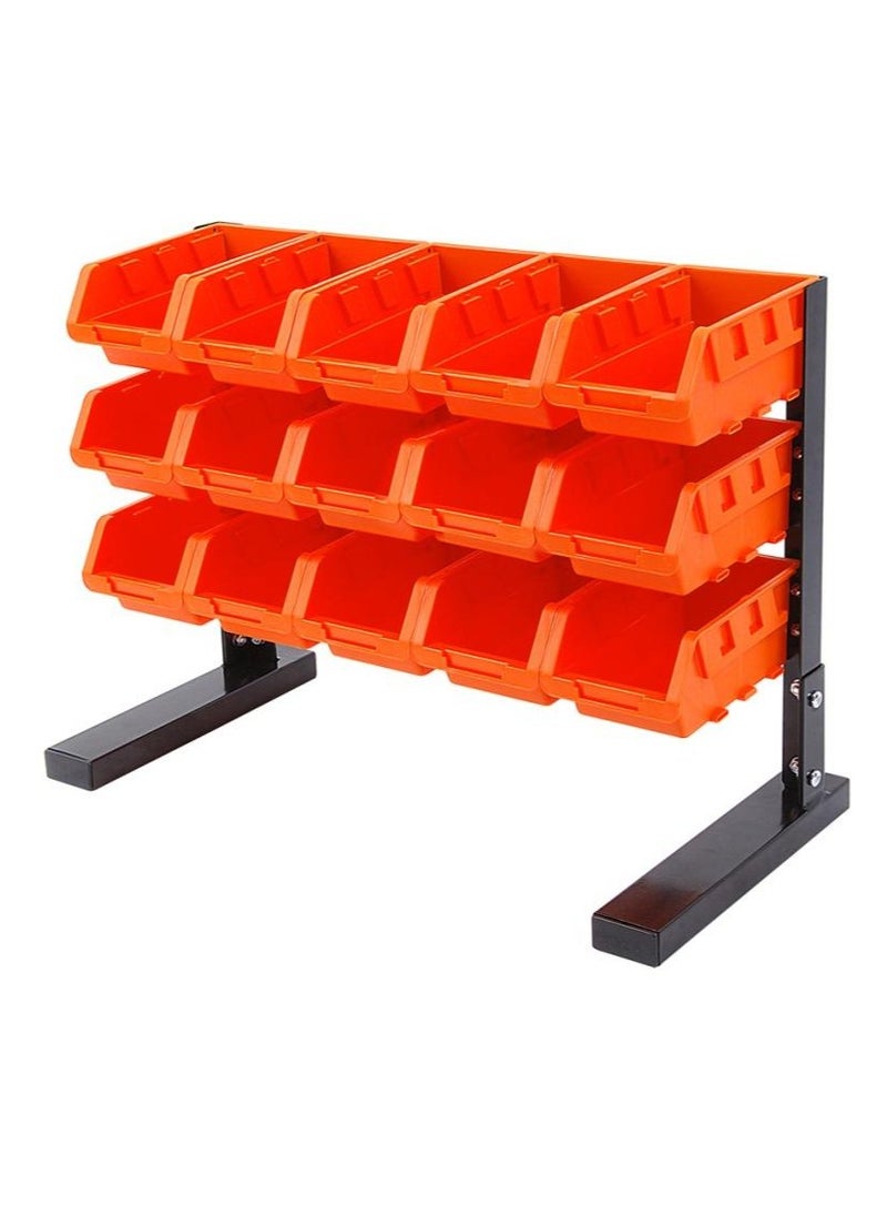 Tactix Tactix 15 Pc Tabletop Bin Rack, Heavy-Duty Powder-Coated Metal Rack Frame Storage Organizer with Removable Bins, Easy Assembly for Garage, Home & Office, Orange- 320621  - Image 1