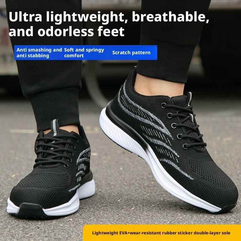 Men’s Comfort Lightweight Work Sneakers Soft Cushioned Anti-Fatigue Walking Shoes Breathable Daily Footwear With Elastic Shock Absorbing Insole - Image 2