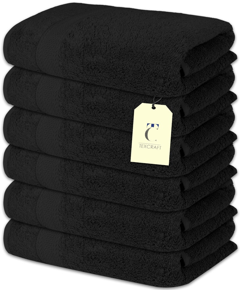 TEXCRAFT Large Bath Towels  Cotton Terry Towels for Bathroom  Towel Set  Quick Dry  Lightweight  Highly Absorbent  Soft Feel  24 x 50 Pack of 6 for Shower  Pool  Spa  Gym  Hand Towel for Daily Use. - Image 1