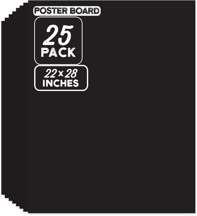 ArtSkills Large Black Poster Board, 22” x 28”, Bulk Poster Boards for Classrooms, Sign Making & Science Fair Board Supplies, 25-Pack - Image 1