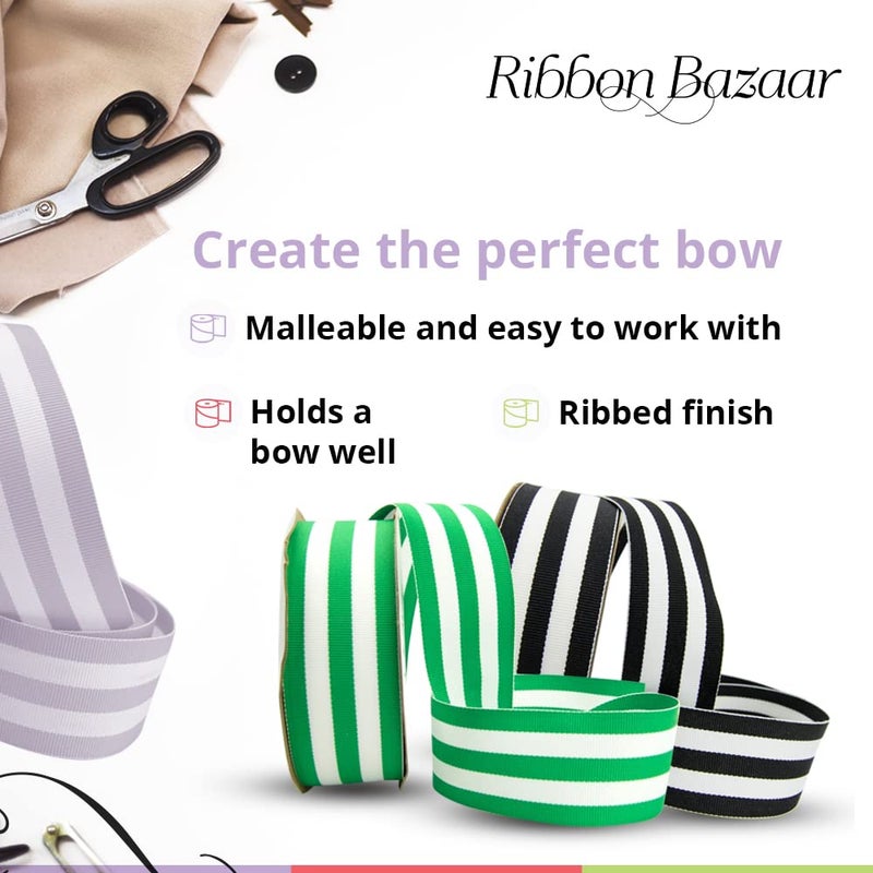 Ribbon Bazaar شريط جروجرين مخطط أحادي من ريبون بازار - شريط بوليستر 100% لتغليف الهدايا، ديكور المنزل، باقات الزهور، تزيين الكعك والمزيد - 1-1/2 بوصة أسود 20 ياردة - Image 3