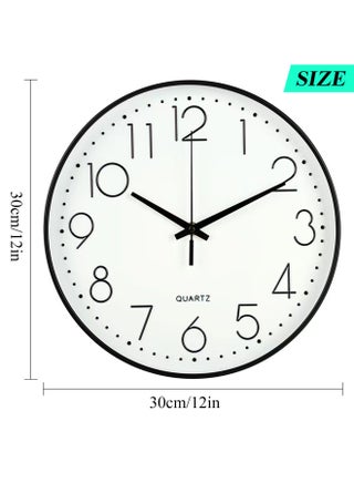 Qiccijoo Wall Clock 12-inch Silent Non-Ticking Round Wall Clocks Battery Operated Easy to Read for Living Room Home Office School - view 2