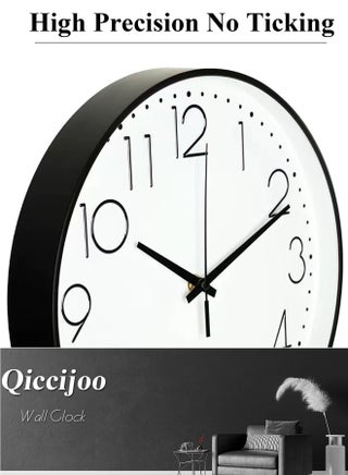 Qiccijoo Wall Clock 12-inch Silent Non-Ticking Round Wall Clocks Battery Operated Easy to Read for Living Room Home Office School - view 3
