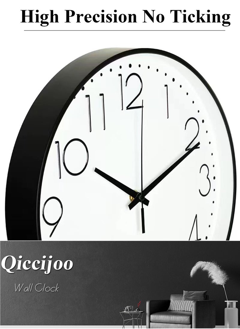 Qiccijoo Qiccijoo Wall Clock 12-inch Silent Non-Ticking Round Wall Clocks Battery Operated Easy to Read for Living Room Home Office School  - Image 3