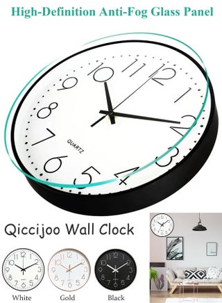 Qiccijoo Wall Clock 12-inch Silent Non-Ticking Round Wall Clocks Battery Operated Easy to Read for Living Room Home Office School - view 4