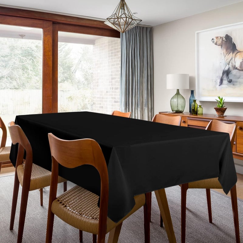 sancua 2 Pack Black Tablecloth 54 x 78 Inch, Rectangle 4 Feet Table Cloth - Stain and Wrinkle Resistant Washable Polyester Table Cover for Dining Tables, Buffet Parties and Camping - Image 3