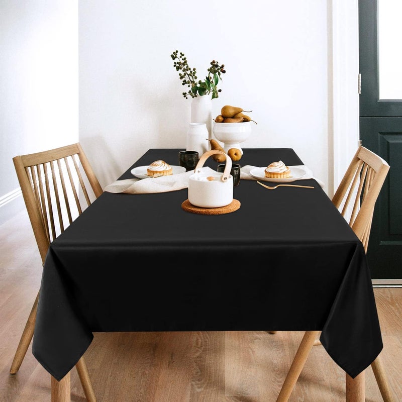 sancua 2 Pack Black Tablecloth 54 x 78 Inch, Rectangle 4 Feet Table Cloth - Stain and Wrinkle Resistant Washable Polyester Table Cover for Dining Tables, Buffet Parties and Camping - Image 2