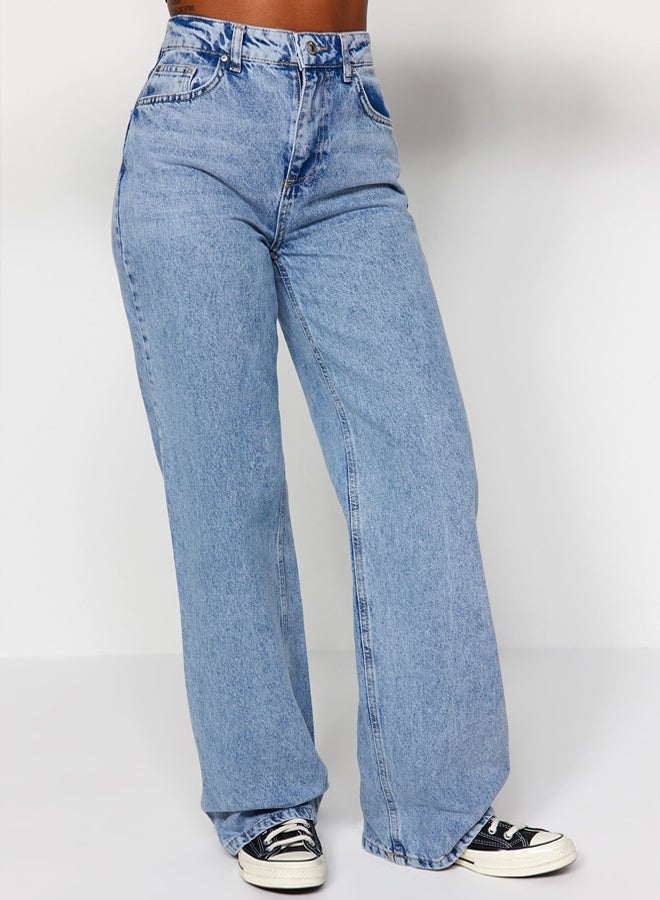 trendyol Light Blue High Waist Wide Leg Jeans  - Image 5