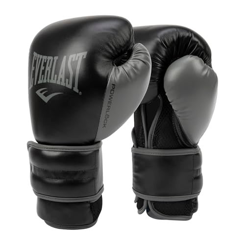 Everlast Powerlock 2 Hook Loop Boxing Gloves Fight Training Gloves Hook and Loop with Durable Hand Wrist Support Heavy Bag Fitness Training Blue 16 oz - Image 1