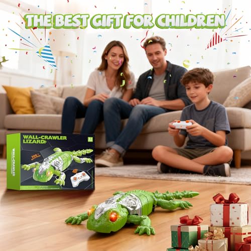 Lurui Wall Climbing Gecko Toy Remote Control Lizard That Climbs Walls Electric Gecko with LED Glowing EyessUSB Rechargeable Wall Crawler Robot Toy for Kids Interactive Lizard Toys for Boys Girls - Image 5