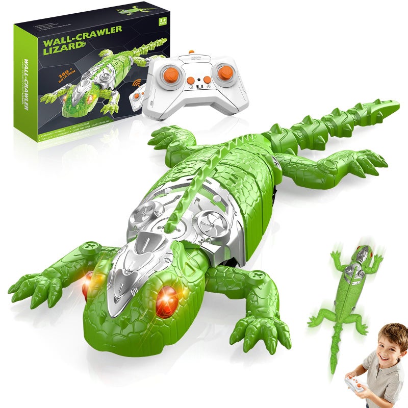 Lurui Wall Climbing Gecko Toy Remote Control Lizard That Climbs Walls Electric Gecko with LED Glowing EyessUSB Rechargeable Wall Crawler Robot Toy for Kids Interactive Lizard Toys for Boys Girls - Image 3