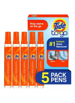 Tide Stain Remover for Clothes, Tide To Go Pen, Instant Stain & Spot Remover for Clothes, Travel & Pocket Size, 5 Count (Pack of 1)  - Image 1