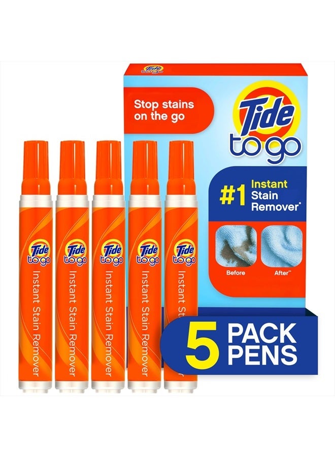 Tide مزيل البقع من الملابس، قلم تايد تو جو، مزيل البقع والبقع الفوري للملابس، بحجم مناسب للسفر والجيب، 5 قطع (عبوة من قطعة واحدة)  - Image 1