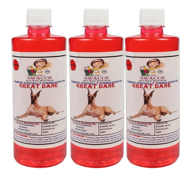 swacch Great Dane Dog Shampoo + Dumbbell Toy I Durable Rubber Dog Toy for Chewing I Playing,Teeth Cleaning & Training Toy I Combo Pack I 500ml Pack of 3 Strawberry - Image 2
