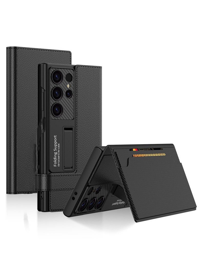 general For Samsung Galaxy S24 Ultra 5G Flip Wallet Case with Kickstand, Hard PC Magnetic Flip Case with Card Holder Slot, Shockproof Cover for Samsung S24 Ultra - Image 1
