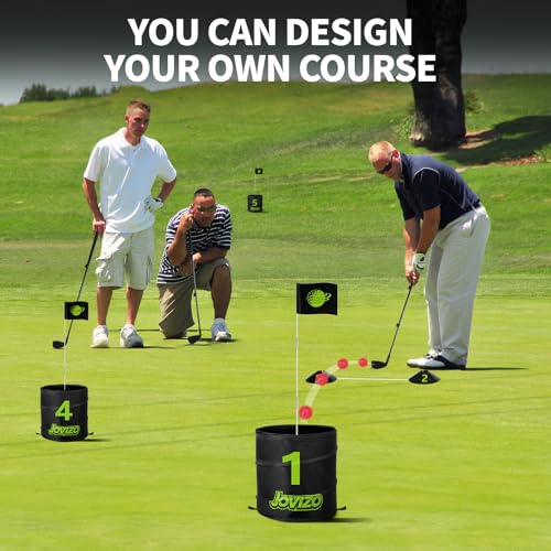 Jovizo Golf Chipping Game with 2 Retractable Clubs 9 Holes Portable Golf Set for Adults Kids Outdoor Indoor Sports Practice Toy Gift for Family Play Yard Backyard Lawn Beach - Image 5