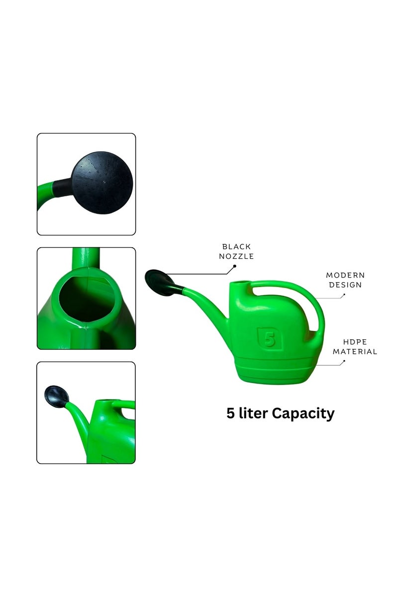 إس إن إتش علبة سقي، رشاشات مياه للنباتات، غلاية سقي النباتات | 5 لتر | أداة بستنة بلاستيكية ممتازة لسقي النباتات، دش مياه البستنة، الري، الأسمدة ورذاذ المبيدات الحشرية | تأتي مع فوهة دش قابلة للفصل | متوفرة باللون الأخضر. - Image 2