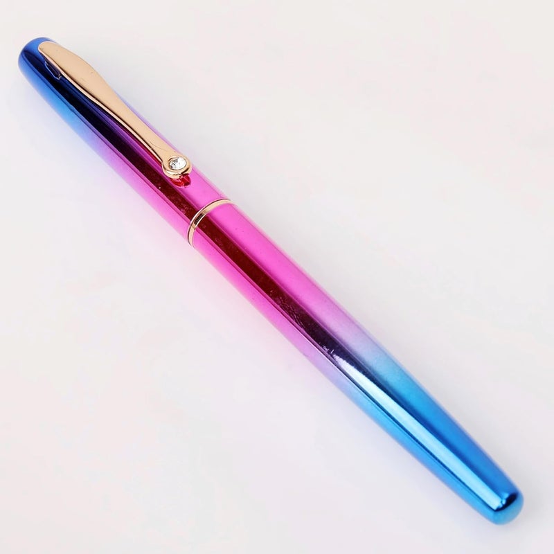 crewtone 20759 Luxury Roller Ball Pen Glossy Finish Rainbow Color Metal Body with Copper Studded Stone Clip, Gift Set for Men & Women, Executives with High End Gift Box. - Image 5