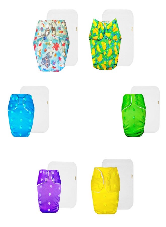 Dumbledo Premium Cloth Diaper with Cotton Insert (Pack of 6) | Snug Fit | Leakproof | Adjustable Snaps | Everyday Diapering Essential | 3 Months - 3 Years | Unisex Baby - Image 1