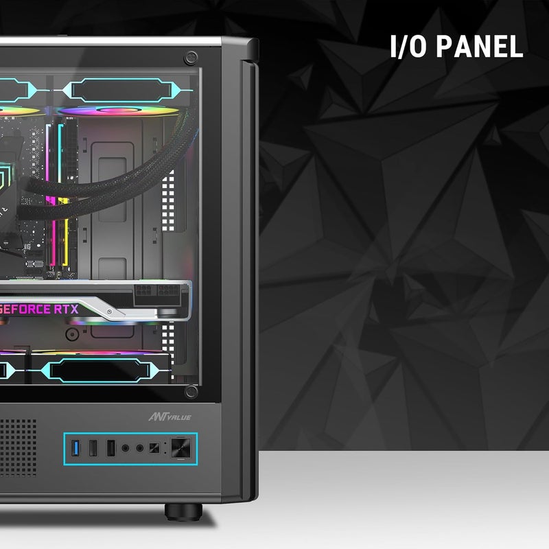 Ant Value VM45 Mid-Tower Computer Case/Gaming Cabinet - Black | Support M-ATX, ITX | Pre-Installed 4 Fans - Image 4