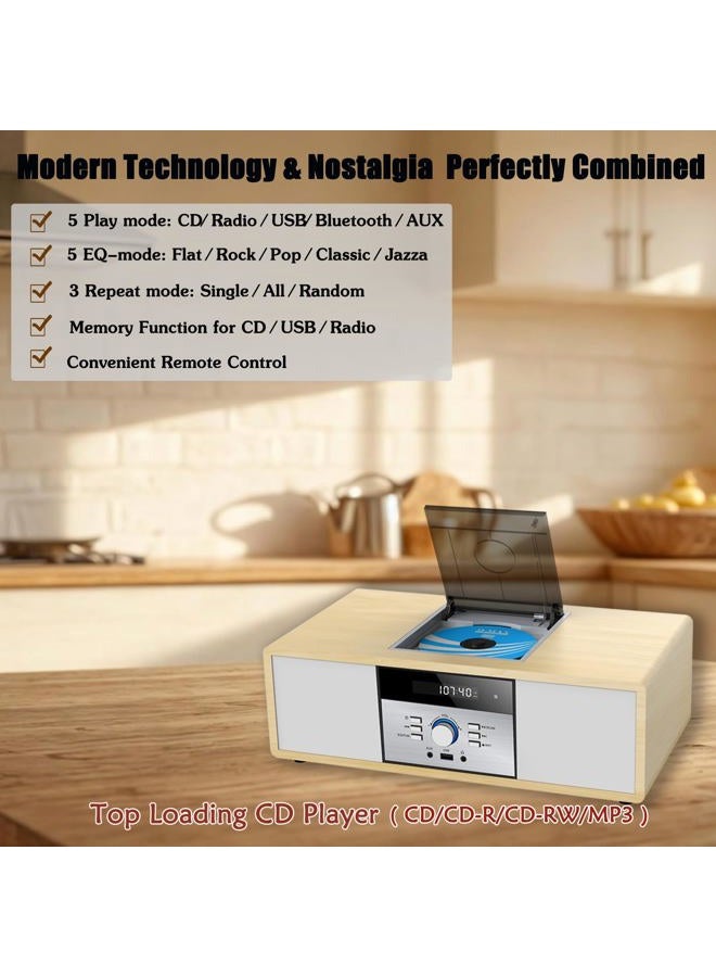 WIITHINK Retro Bluetooth Home Stereo System with CD Player HiFi Music HiFi System - Image 3