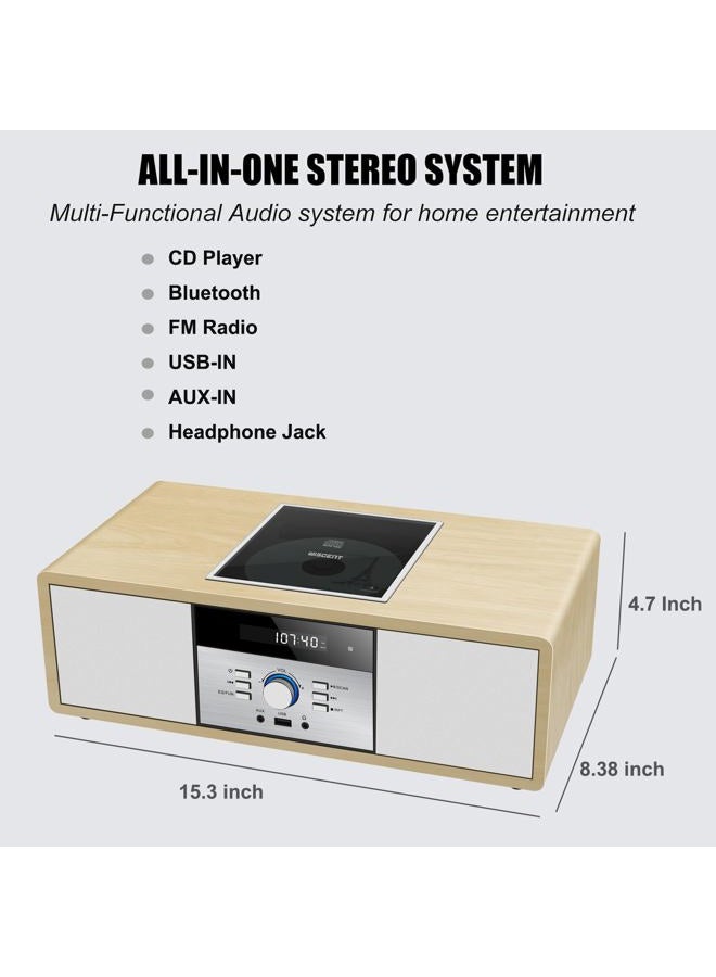 WIITHINK Retro Bluetooth Home Stereo System with CD Player HiFi Music HiFi System - Image 2