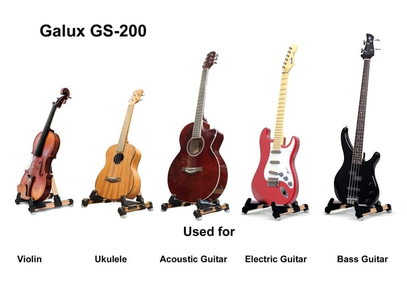 GALUX GS-200 Heavy-Duty Folding Guitar Stand - Secure & Stylish Display for Acoustic, Electric, and Bass Guitars -Adjustable Height and Padded Protection (Rose Gold) - Image 4