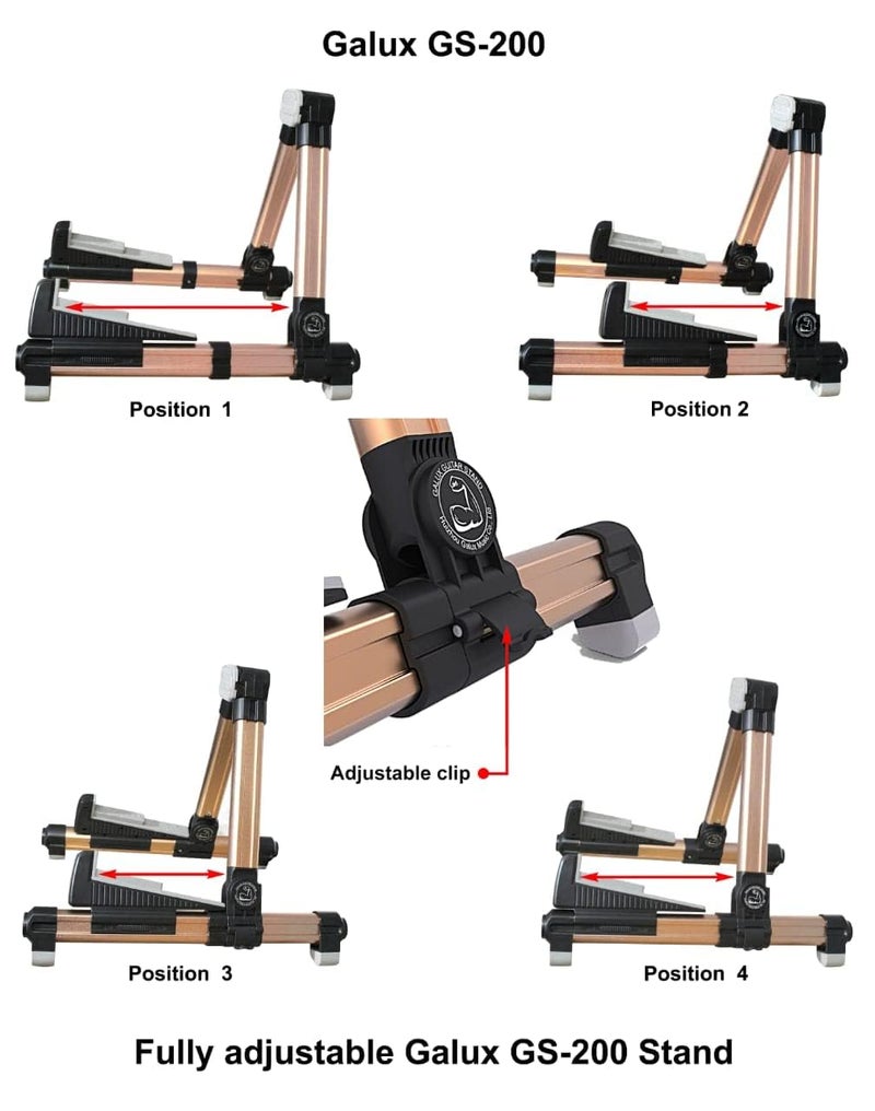 GALUX GS-200 Heavy-Duty Folding Guitar Stand - Secure & Stylish Display for Acoustic, Electric, and Bass Guitars -Adjustable Height and Padded Protection (Rose Gold) - Image 5