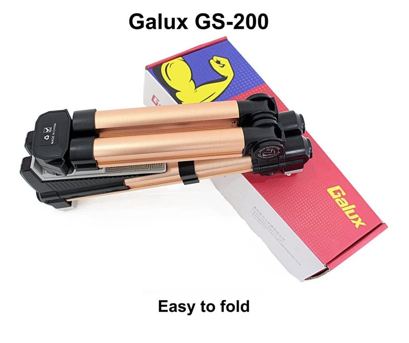 GALUX GS-200 Heavy-Duty Folding Guitar Stand - Secure & Stylish Display for Acoustic, Electric, and Bass Guitars -Adjustable Height and Padded Protection (Rose Gold) - Image 3