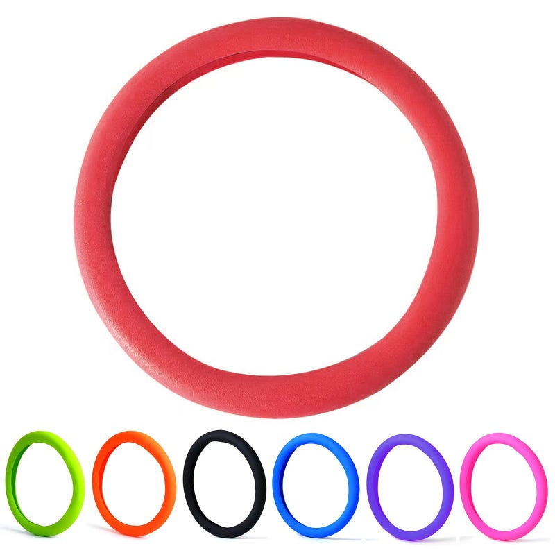 Qiyibei 30 Thicker Universal Stretchy Silicone Steering Wheel Cover for 14 15 16 Wheels AntiSlip Grip Enhanced Control for Men Women All Weather Protection red - Image 3