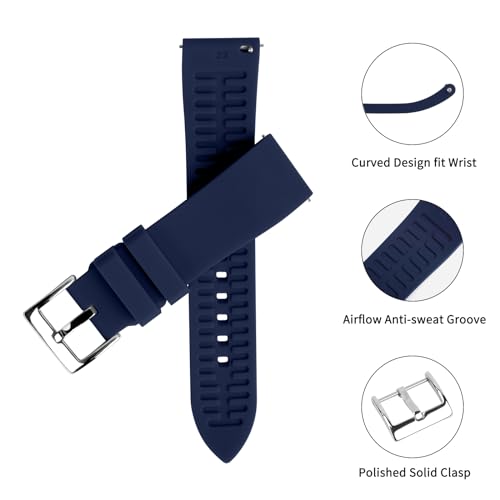TStrap Silicone Watch Band for Men - Blue Quick Release Watch Band for Women Soft - Waterproof Smart Watch Bracelet Clasp - Correa de Silicona para Reloj Replacement - 18mm 19mm 20mm 21mm 22mm 24mm - Image 4