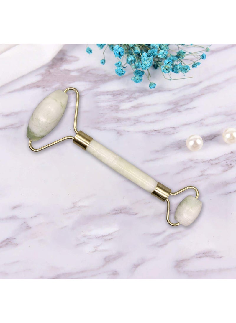 Zureni Zureni ZNMG02 Natural Jade Double Sided Face Roller Facial Massager Massage Stone Beauty Tool for Face Neck Toning Firming  Serum Application 1Pc  - Image 3