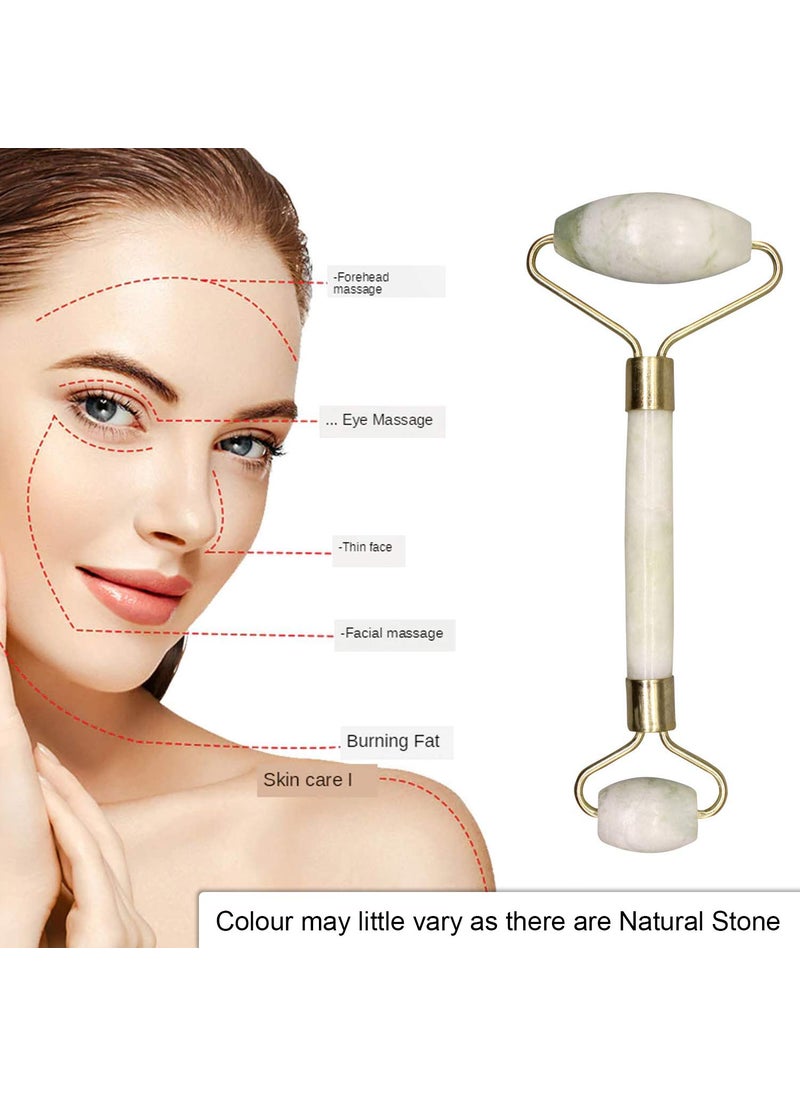 Zureni Zureni ZNMG02 Natural Jade Double Sided Face Roller Facial Massager Massage Stone Beauty Tool for Face Neck Toning Firming  Serum Application 1Pc  - Image 2