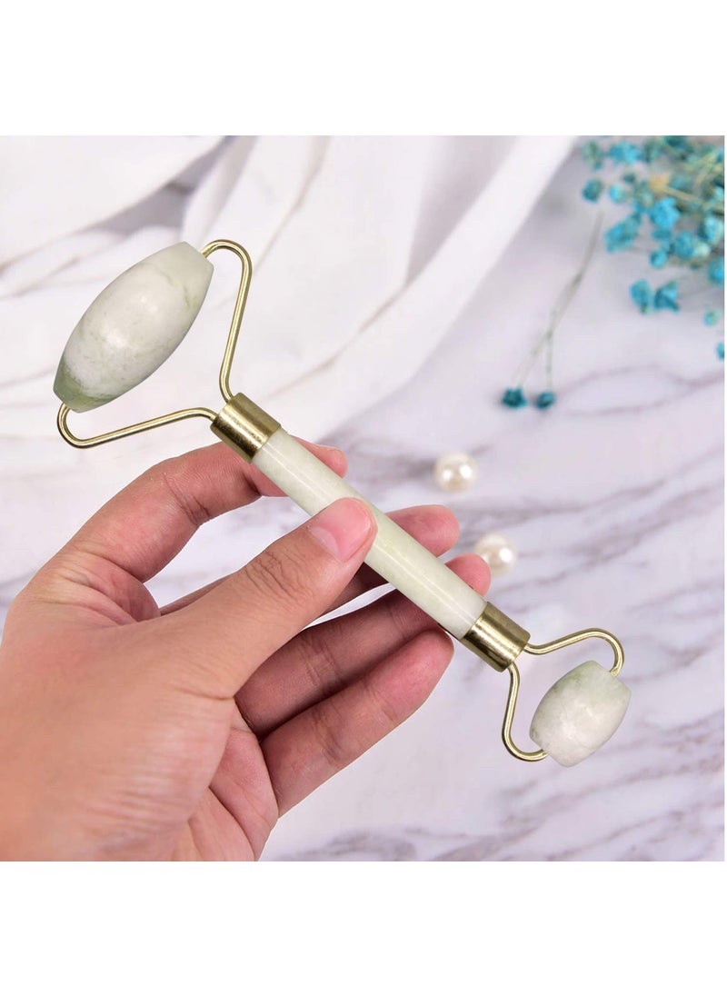 Zureni Zureni ZNMG02 Natural Jade Double Sided Face Roller Facial Massager Massage Stone Beauty Tool for Face Neck Toning Firming  Serum Application 1Pc  - Image 4